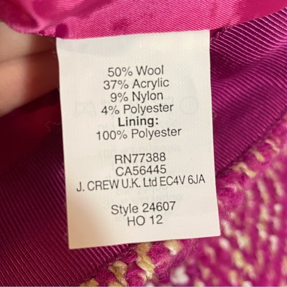 J Crew No 2 Pencil Pink Tweed Lined Skirt Diamond Design Women Size 8 Wool Blend - Picture 6 of 11